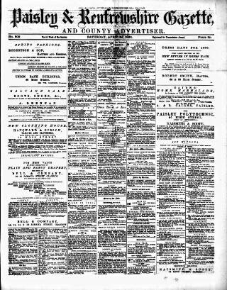cover page of Paisley & Renfrewshire Gazette published on April 24, 1880