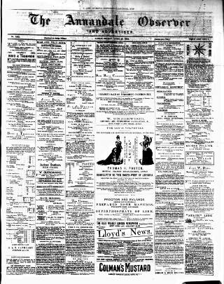 cover page of Annandale Observer and Advertiser published on April 25, 1884