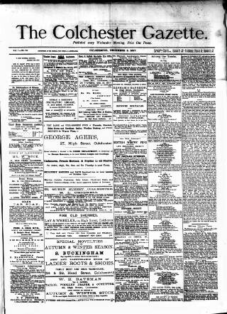cover page of Colchester Gazette published on December 5, 1877