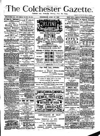 cover page of Colchester Gazette published on April 10, 1889