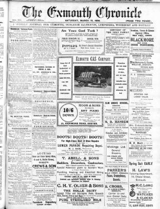 cover page of Exmouth Chronicle published on March 13, 1920