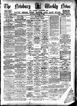 cover page of Newbury Weekly News and General Advertiser published on August 11, 1887