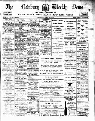 cover page of Newbury Weekly News and General Advertiser published on April 26, 1900