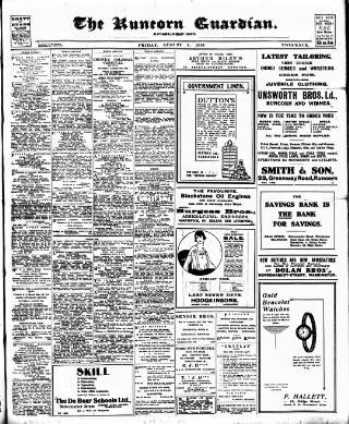 cover page of Runcorn Guardian published on August 8, 1919