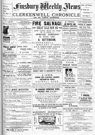 cover page of Finsbury Weekly News and Chronicle published on August 13, 1904