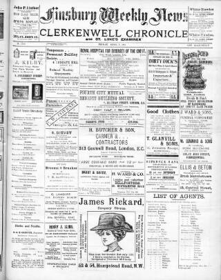 cover page of Finsbury Weekly News and Chronicle published on April 1, 1910