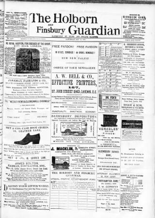 cover page of Holborn and Finsbury Guardian published on May 18, 1901