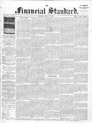 cover page of Financial Standard published on May 2, 1891