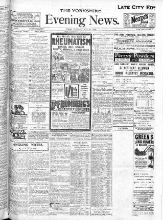 cover page of Yorkshire Evening News published on May 12, 1914
