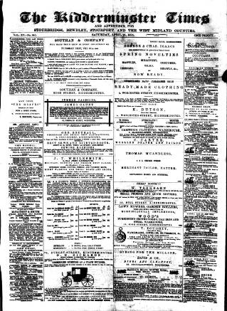 cover page of Kidderminster Times and Advertiser for Bewdley & Stourport published on April 25, 1874