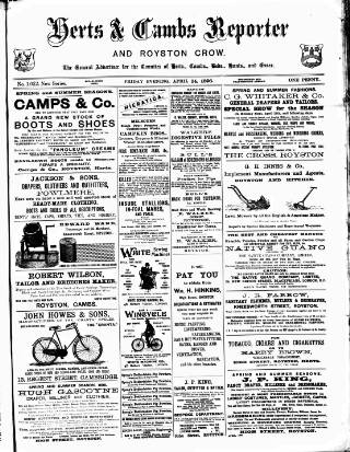 cover page of Herts & Cambs Reporter & Royston Crow published on April 24, 1896