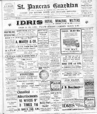 cover page of St. Pancras Guardian and Camden and Kentish Towns Reporter published on May 5, 1922
