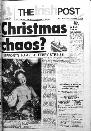 cover page of Irish Post published on December 21, 1985