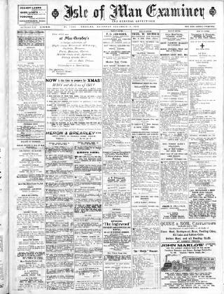 cover page of Isle of Man Examiner published on December 16, 1916