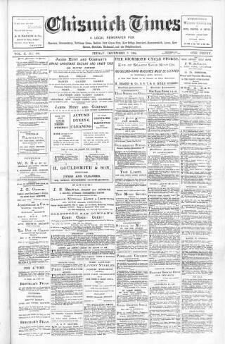 cover page of Chiswick Times published on December 2, 1904