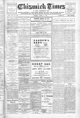 cover page of Chiswick Times published on April 25, 1913