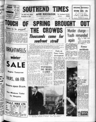 cover page of Southend Times and Recorder published on February 5, 1964