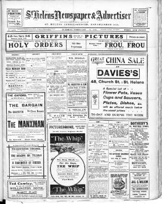 cover page of St. Helens Newspaper & Advertiser published on February 26, 1918