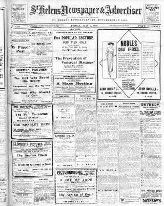 cover page of St. Helens Newspaper & Advertiser published on May 2, 1919