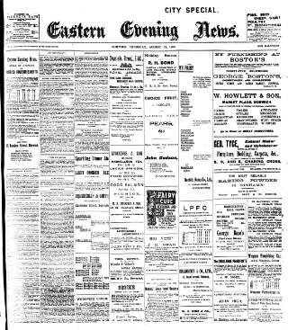cover page of Eastern Evening News published on August 13, 1903