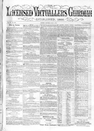 cover page of Licensed Victuallers' Guardian published on May 2, 1874