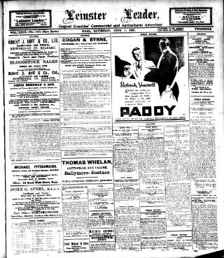 cover page of Leinster Leader published on June 1, 1929