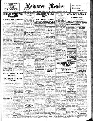 cover page of Leinster Leader published on March 29, 1952