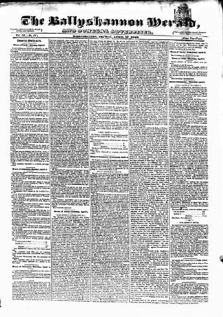 cover page of Ballyshannon Herald published on April 17, 1840