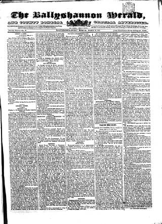 cover page of Ballyshannon Herald published on March 28, 1851