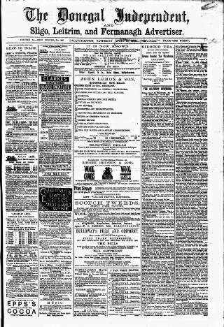 cover page of Donegal Independent published on April 27, 1889