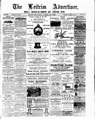 cover page of Leitrim Advertiser published on August 13, 1896