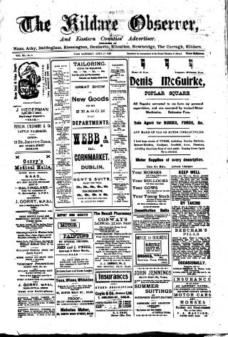 cover page of Kildare Observer and Eastern Counties Advertiser published on April 27, 1918