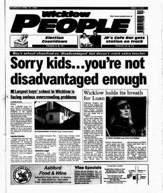 cover page of Wicklow People published on April 25, 2002