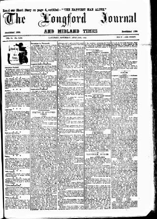 cover page of Longford Journal published on April 25, 1903