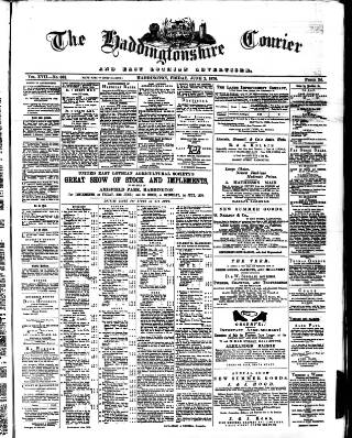 cover page of Haddingtonshire Courier published on June 2, 1876