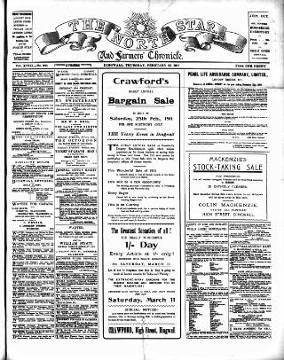 cover page of North Star and Farmers' Chronicle published on February 23, 1911