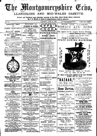 cover page of Montgomeryshire Echo published on April 26, 1890