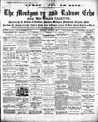 cover page of Montgomeryshire Echo published on August 8, 1908