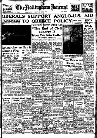 cover page of Nottingham Journal published on April 25, 1947