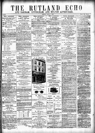 cover page of Rutland Echo and Leicestershire Advertiser published on June 1, 1877
