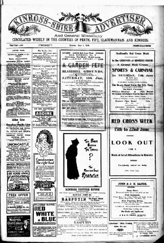 cover page of Kinross-shire Advertiser published on June 1, 1918