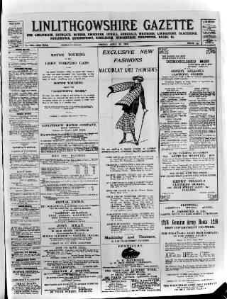 cover page of Linlithgowshire Gazette published on April 25, 1919