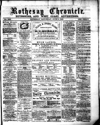 cover page of Rothesay Chronicle published on June 2, 1883