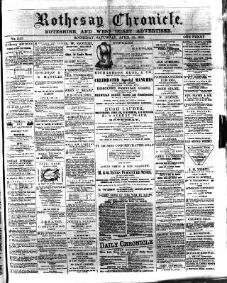 cover page of Rothesay Chronicle published on April 25, 1885