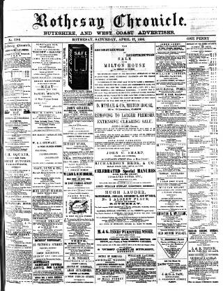 cover page of Rothesay Chronicle published on April 17, 1886