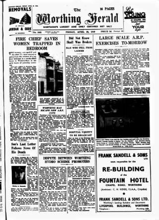 cover page of Worthing Herald published on April 26, 1940