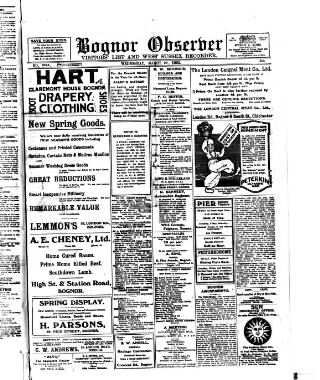 cover page of Bognor Regis Observer published on March 29, 1922