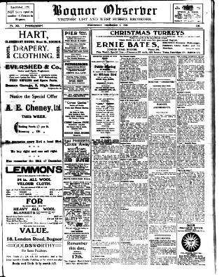 cover page of Bognor Regis Observer published on December 5, 1923