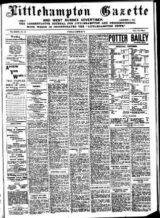 cover page of Littlehampton Gazette published on December 4, 1931