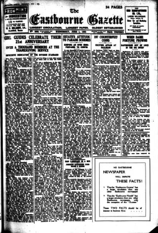 cover page of Eastbourne Gazette published on June 1, 1932